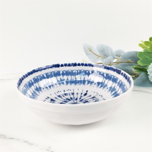 Melamine plastik Custom Blue Ray Pattern Round Soup Bowl