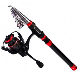 Ultralight Fishing Pole with Reel Seat, Portable Retractable Handle, Stainless Steel Guides for Bass Salmon Trout Fishing