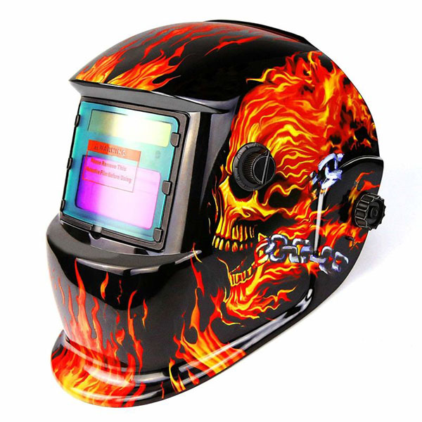 MEGA series Solar Powered Flaming Skull Welding Helmet Auto Darkening