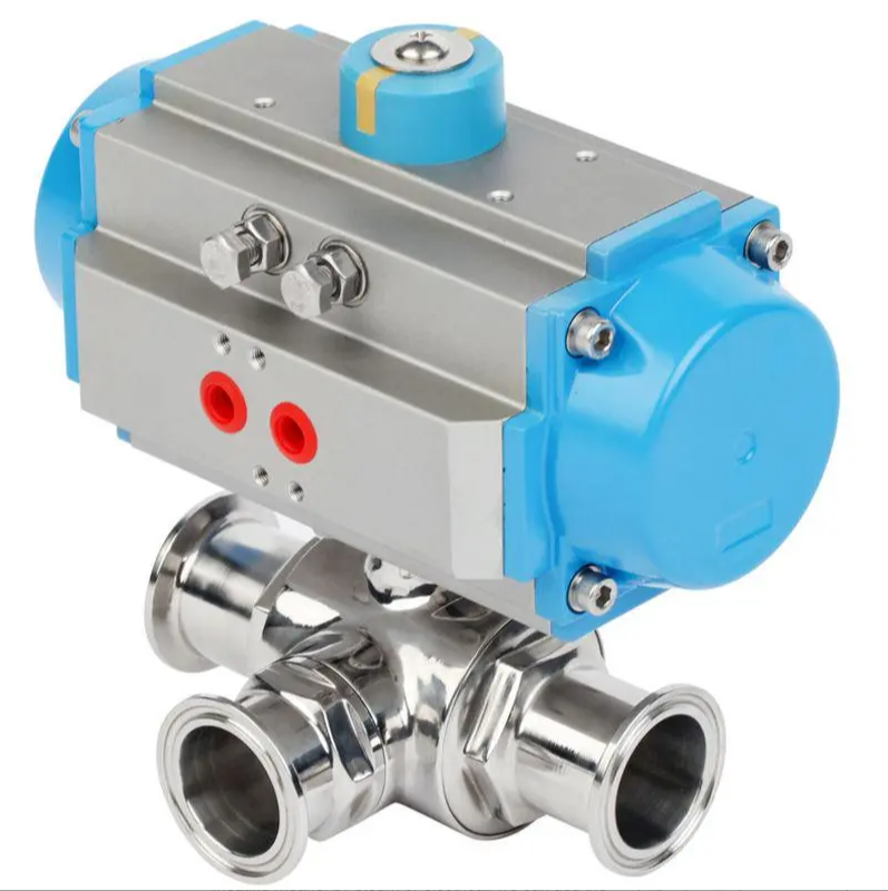 Application and use of pneumatic three-way ball valve