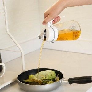 Sojazooss Spender Kichen Automatesch Ouverture an Zoumaache Glas Olivenueleg Fläschen
