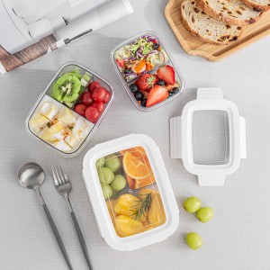 Транспарентна Бенто кутија преносива кутија за ручак за један, два, три преграда пластичне воће херметички затворене контејнере за складиштење хране