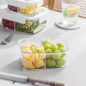 Transparent Bento Box Portable Lunch Box para sa Usa, duha, tulo ka Compartment nga Plastic Fruit Hugot nga Air Tight Food Storage Containers
