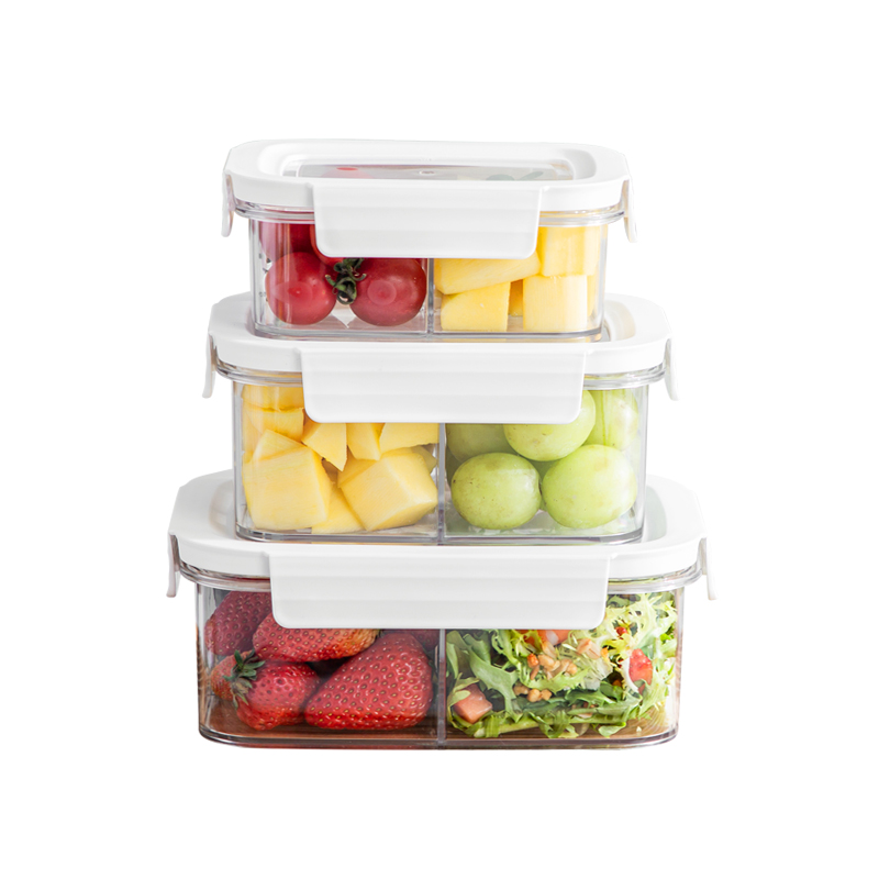 Transparentný Bento Box Prenosný box na obed pre jeden, dva, tri priehradky plastové nádoby na ovocie Vzduchotesné na skladovanie potravín