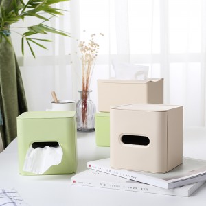 Caixa de panos cadrados de fibra de bambú Soporte de panos faciales para oficina e fogar