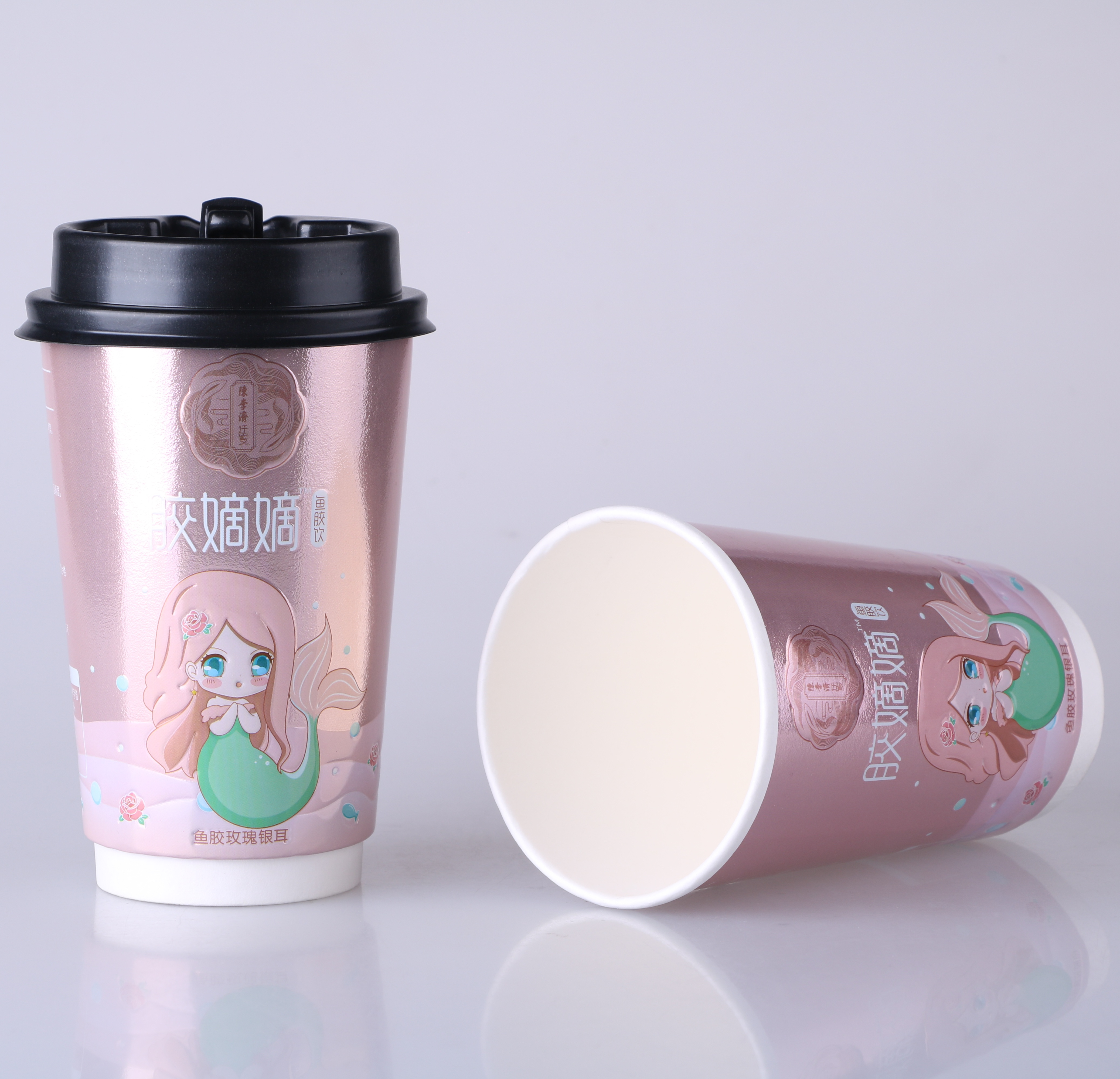 14oz Custom Design Disposable Double Wall Hollow Coffee Cups with Lids