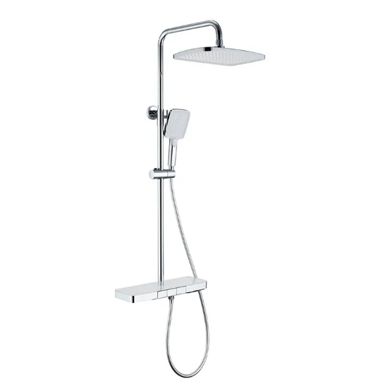 Create a Functional and Attractive Shower Space with a Wall Mounted Shower Bar Sliding Bar and Shelf Combo