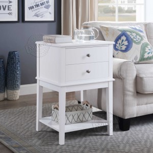 White Nightstand,28″ Modern Night Table End Table with Drawer and Storage Shelf  Wood Tall Side Table 203351