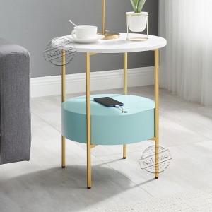 Factory source Foyer Console Tables -
 Modern Gold Metal End Table Round Side Table Sofa Table with 2 USB Port for Living room 203494 –  NuTrend