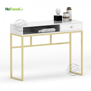 High reputation End Tables Canada - 203546 Modern Gold and White Console Table with Drawer for Hallway –  NuTrend