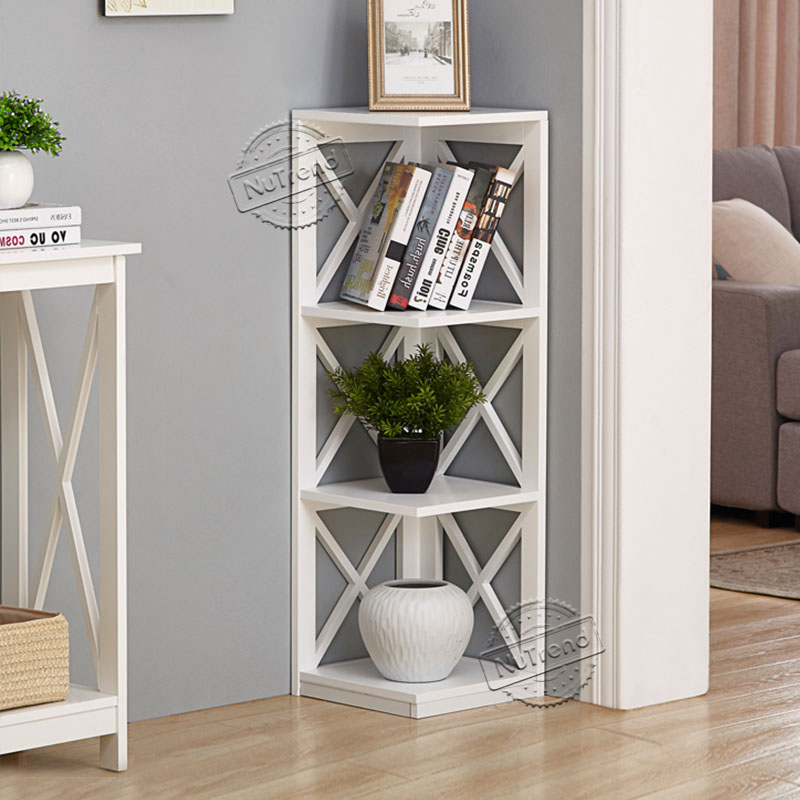3 Tier Corner Bookcase Display Corner Storage Rack Bookshelf for Home Office 502087