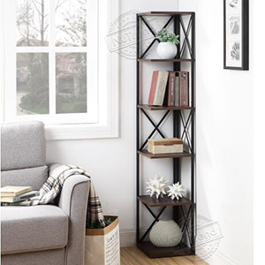 Metal Corner Shelf 5 Tier Industrial Ladder Shelf Display Shelving Unit for Living Room,Home office,Kitchen 502145