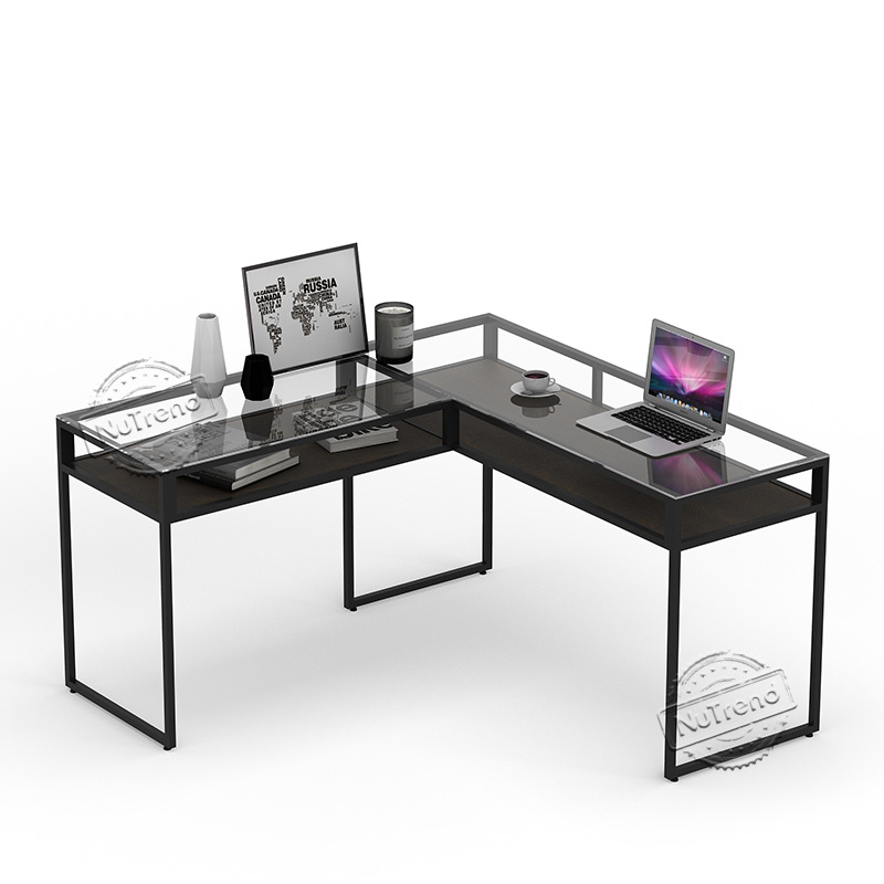 503144 Big L-Shaped 140cm Computer Desk with Glass Top 60″ China Factory
