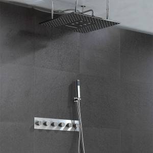 Siling mounted four function mist square shower head