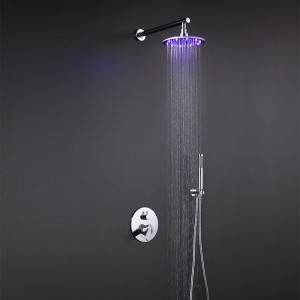 ראש מקלחת עגול LED עם זרוע מקלחת