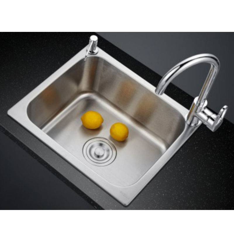 Пресована кухненска мивка с едно корито от неръждаема стомана Показано изображение