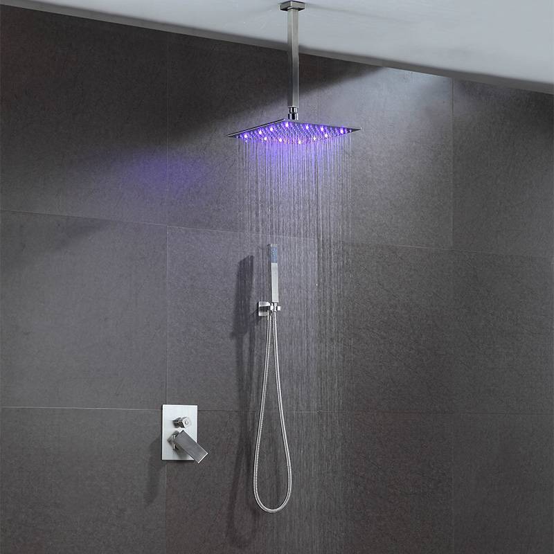 E patiloeng LED square shower head e nang le letsoho la shaoara Featured Image