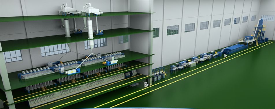 Proces výroby recyklované PSV výrobní linky pro 3D duté vlákno