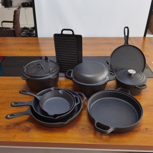 China wholesale Cast Iron Sacuepan – Pre-seasoned cast iron cookware cast iron pots and pans set – DEBIEN
