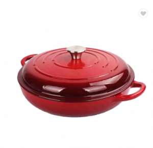 Cheap PriceList for Cast Iron Frying Pans – Wholesale Oem Odm Double Ear Enamel Stew Soup Pot Shallow Cast Iron Casserole Dish With Lid – DEBIEN