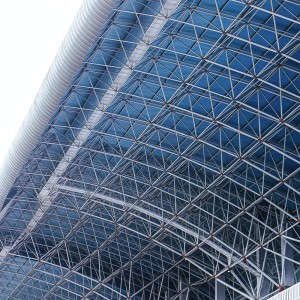 Grid Structure Steel Skylight House Glass Dome Roof Cover / Prefab Grid Steel Space Frame Structure