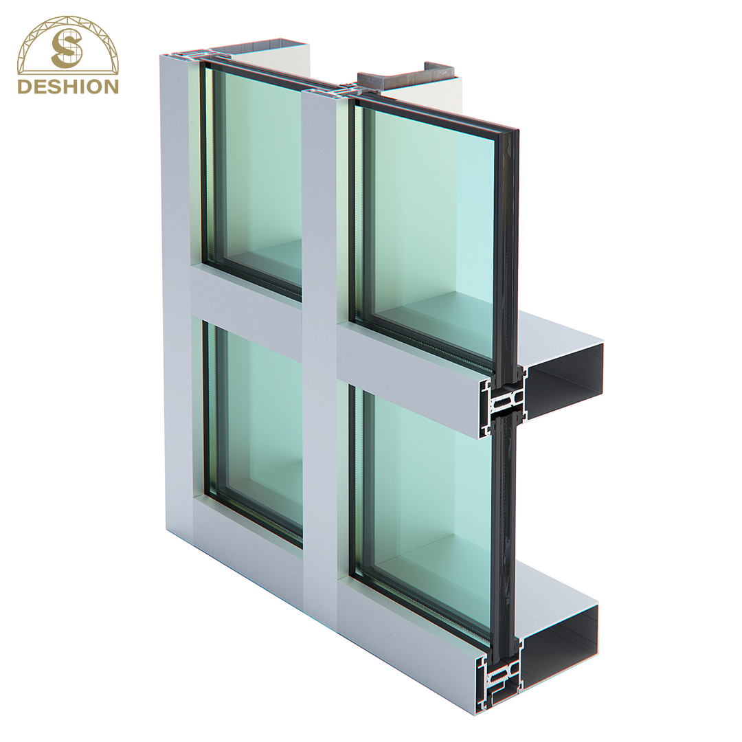 Ihe mkpuchi ntụ ntụ &PVDF Aluminom Frame Glass Curtain Wall