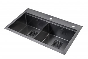 Zhongshan dexing pvd black sink double sink black with step handmade sink factory