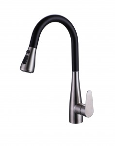 ສາມຟັງຊັນດຶງອອກ faucet ສີດໍາເຮືອນຄົວສະແຕນເລດ taps ODM / OEM faucet