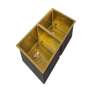 Theko ea Sheet ea Rose Gold/Gold/Black 201/304 Stainless Steel Single Double Bowl Handmade Kitchen Sink