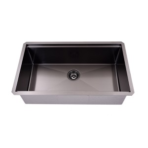 Wholesale OEM China Wholesale Customized Nano Black Luxury Apron Kitchenware Handmade 304 Stainless Steel Single Bowl Kitchen Sink