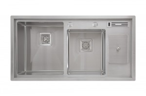 Topmount multifunktsionaalne topeltvalamu köögi topeltkauss segisti augu ja astmetega käsitsi valmistatud Dexing SS304 köögivalamu tootja