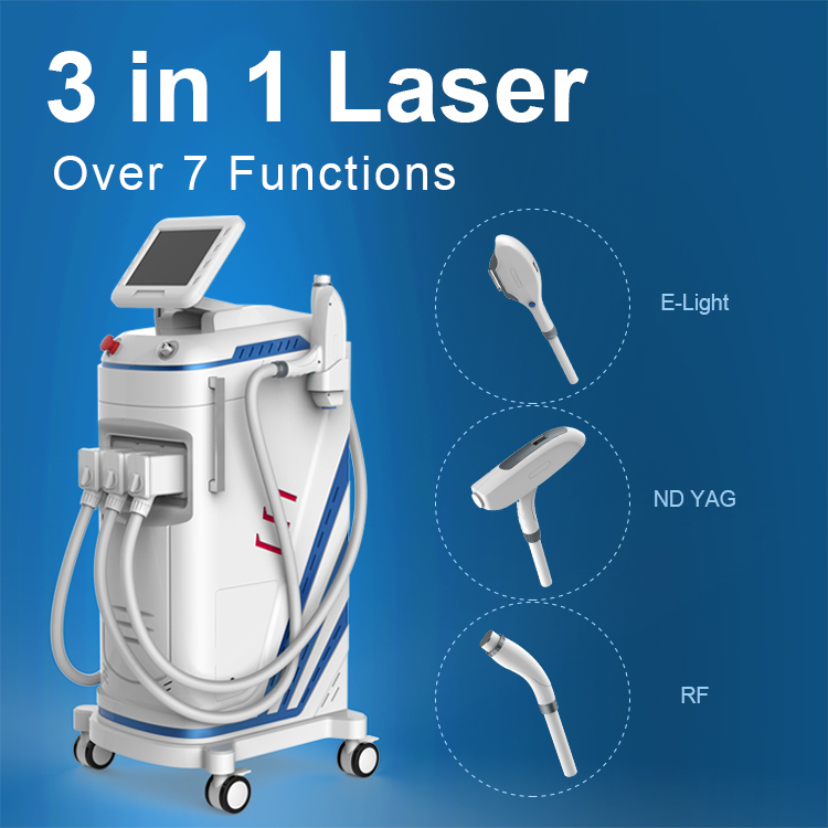 2022 permanent 360 magneto 3 in 1 rf E-light shr nd yag laser hair removal machine