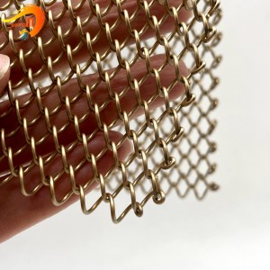 Durability Decorative Aluminum Metal Mesh Chain Link Fence In Golden