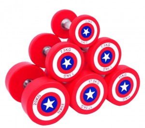 China Wholesale Hex Dumbbell Rack Factories - Wholesale 10kg 12.5kg 15kg 20kg Gym Dumbbell Captain America – Hongyu