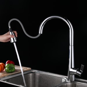 ဆလင်ဒါပုံစံ ဒီဇိုင်းဆွဲထားသော မီးဖိုချောင်သုံး faucet One-handle sink faucet