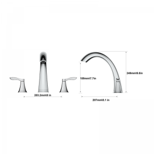 Arden Roman Tub Faucet Duae ansarum graduum 8″ balneo faucet diffusae 3-hole instruitur 11133031A