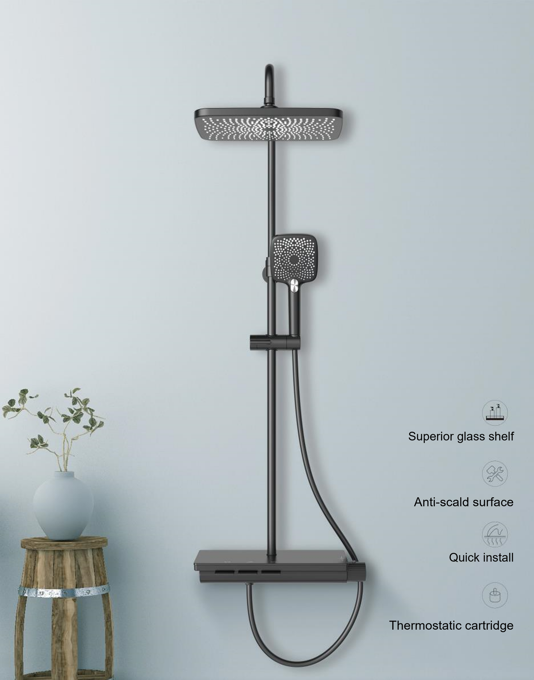 Piano Thermostatic Shower System