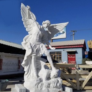 Life Size Famous Aartsengel fan Saint Michael Outdoor Marble Statues foar ferkeap