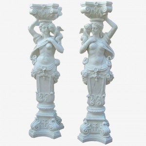 colunas de cariátides de mármore de jardim