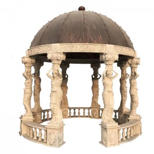 Foișor cu pavilion din marmură cu statuie delicată sculptată manual din coloana cariatidei