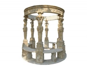 Marmeren paviljoen Gazebo met delicaat handgesneden standbeeld van kariatide-kolomkolom