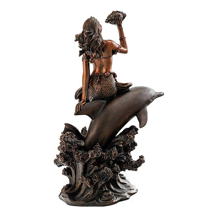 Girman Rayuwa Mutum Mutum-mutumin Ƙarfe Craft Bronze Statues na Dolphins Da Mermaids