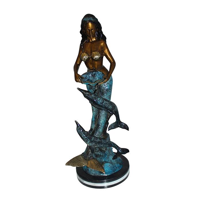 Jó minőségű szökőkút – Kültéri bronz sellőfigurák Kerti szökőkút eladó – Atisan Works