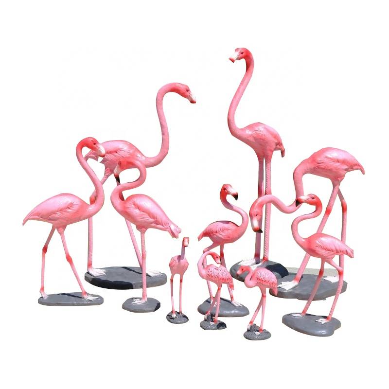ຂາຍຮ້ອນຊີວິດຂະຫນາດສວນສັດຮູບປັ້ນ flamingo fiberglass