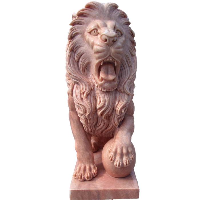 декоративний натуральний різьблений камінь тварин садовий мармуровий лев