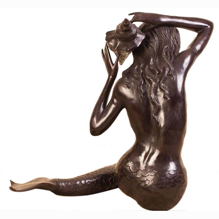 Taman ruangan Patung Ukuran urip Bronze Mermaid Patung