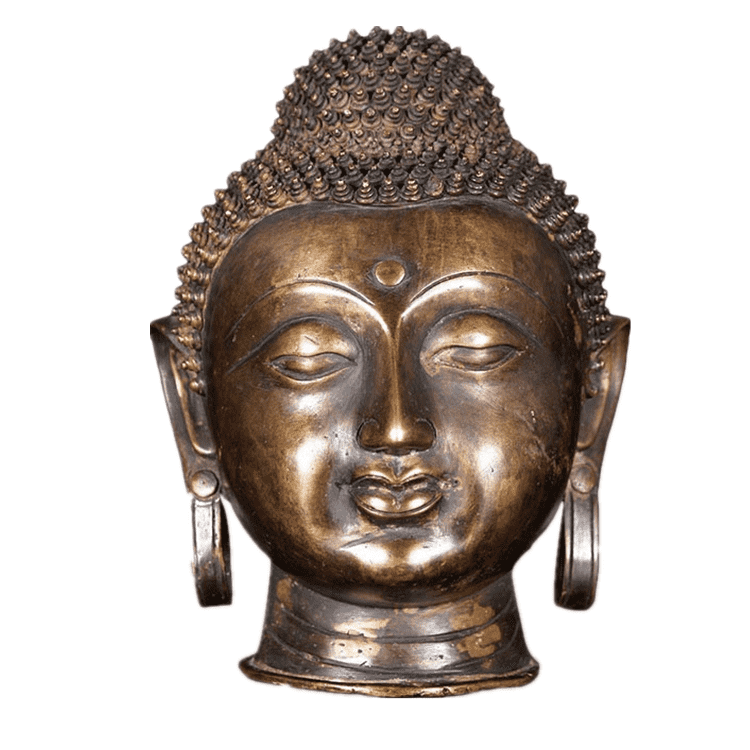 Reliéis Skulptur grouss Liewensgréisst Thai Bronze Gold Buddha Kapp Skulptur