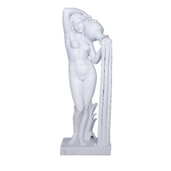 Estatua de nena de beleza de pedra de mármore espida de tamaño natural para xardín ao aire libre