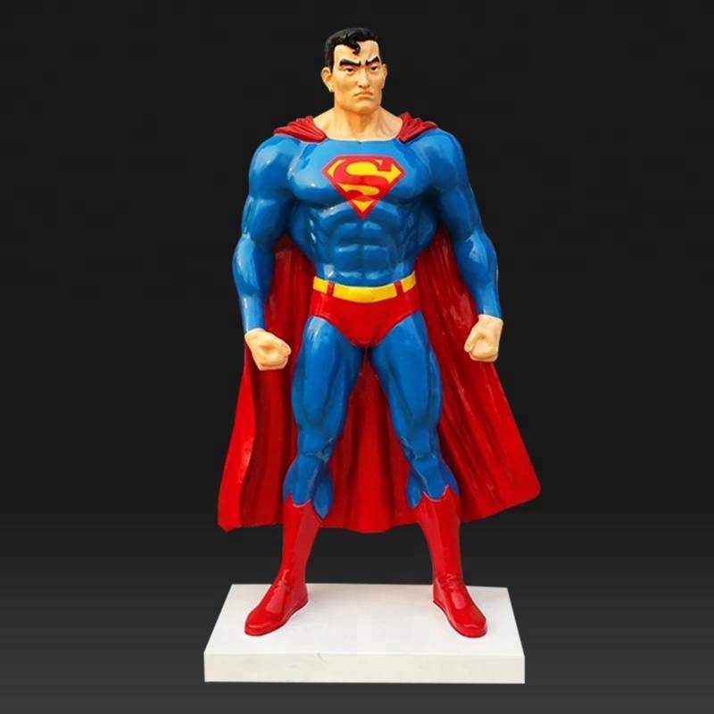 pielāgota sveķu dzīves izmēra varoņa skulptūra, stikla šķiedras supermena statuja