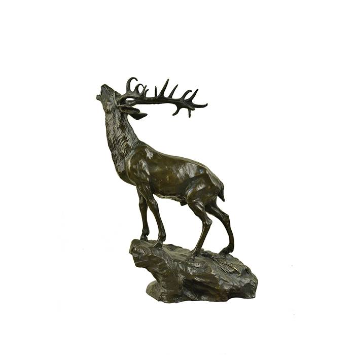Outdoor Life Size Brass Deer Sculpture Bronze Elk Statues
